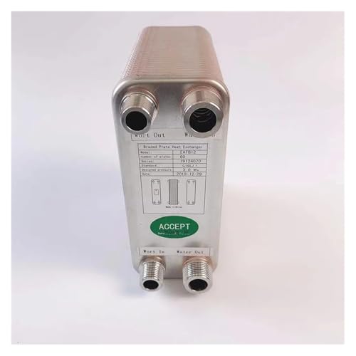 60 Plates Plate Heat Exchanger Water Beer Wort Chiller Cooler 304 Stainless Steel for Home Brewing Beer