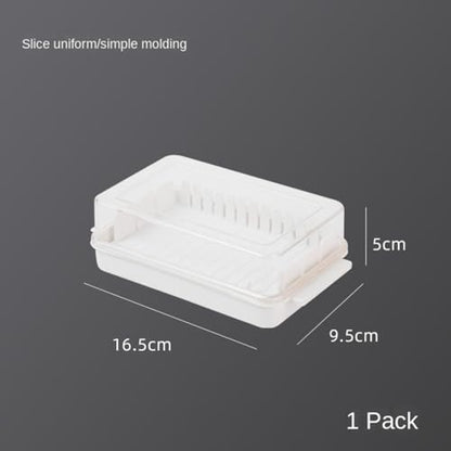 Japanese style cheese cutting and preservation box with lid, rectangular cheese slice storage box, butter slitting refrigeration box, uniform slicing design, transparent dustproof refrigerator storage