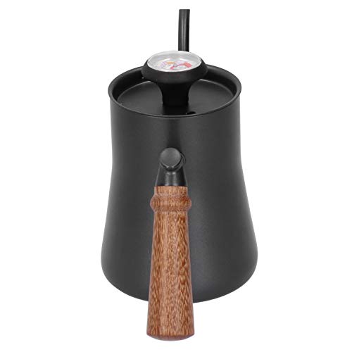 TOPINCN Stainless Steel Coffee Pot 650ml Long Narrow Spout Kettle with Thermometer for Coffee Lovers (650ml black)