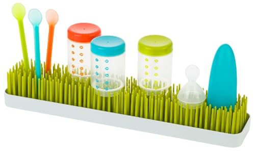 Boon Patch Countertop Baby Bottle Drying Rack - Space Saving Bottle Rack for Drying and Organization - Kitchen Baby Needs - Baby Bottle-Feeding Supplies - Green and White