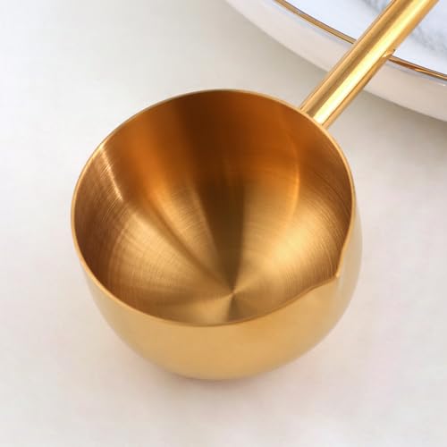Stainless Steel Hot Oil Ladle, 2pcs Solid Oil Spoon with 10.5 inch Long Handle Pour Spout, 70ml Capacity for Kitchen Cooking Serving Soups and Drizzle Sauces Dishwasher Safe (Rose Gold) - color: Rose Gold