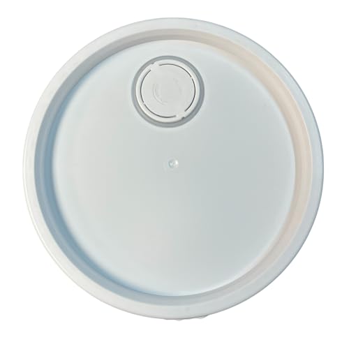 5 Gallon White Bucket with Pour Spout Lid - 90 Mil Food Grade Plastic Pail, BPA Free, Airtight Seal, Rubber Seal for Storage (1)