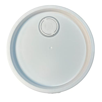 5 Gallon White Bucket with Pour Spout Lid - 90 Mil Food Grade Plastic Pail, BPA Free, Airtight Seal, Rubber Seal for Storage (1)