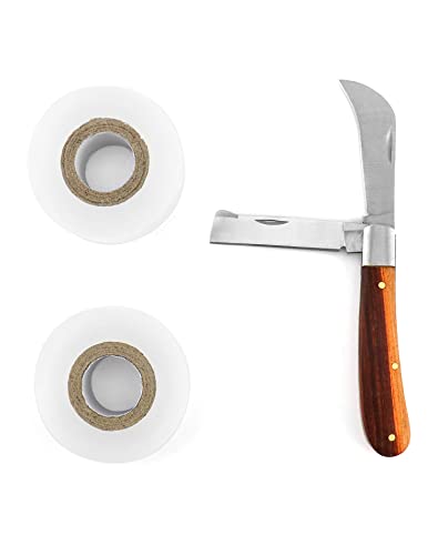 QWORK Gardening Grafting Cutter, Manual Grafting/Pruning Cutter, Plant/Fruit Tree Budding Tool with 2 Plants Repair Tapes for Floral Fruit Tree