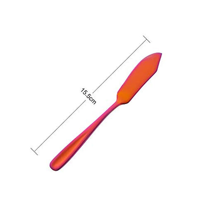 Stainless Steel 18/10 Cheese Desert Knives, Set of 4, Gold Breakfast Butter Knife, Slicer Sandwich Spreader (Magic Red) - color: Magic Red