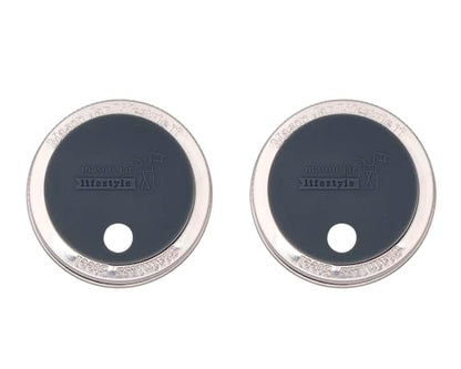 Charcoal Gray Silicone Straw Hole Tumbler and Fermentation Lids with Stainless Steel Bands by Mason Jar Lifestyle (2 Pack, Regular Mouth) - color: Charcoal Gray, size: Regular Mouth