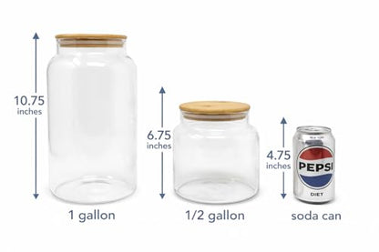 kitchentoolz 1/2 Gallon Mason Jar – 64 oz Wide Mouth Half Gallon Glass Jar with Wooden Lid – 2‑Pack Large Mason Jars for Kitchen Storage, Pantry Organization & Decorative Use