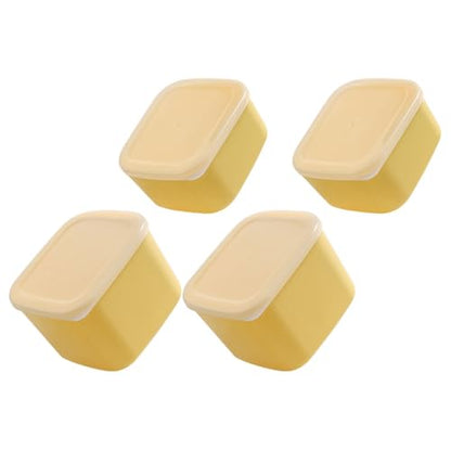 STOBAZA Cheese Storage Boxes for Fridge 4pcs Set (2 Large + 2 Small) Plastic Covered Cheese Keeper and Garlic Ginger Holder Kitchen Food Organizer