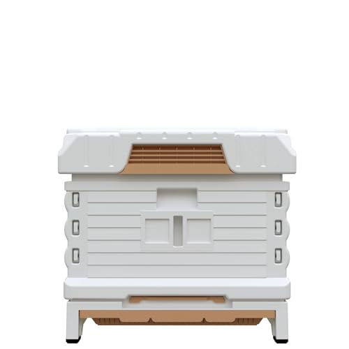 Apimaye Ergo Insulated Bee Hive Set with 10 Wood Frames with Premier Double Wax Foundations (White Body Green Entrance, Single)