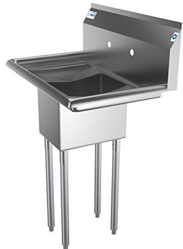KoolMore - SA101410-10B3 1 Compartment Stainless Steel NSF Commercial Kitchen Prep & Utility Sink with 2 Drainboards - Bowl Size 10" x 14" x 10", Silver - size: 2 Drainboards