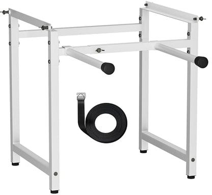 Mondazie Adjustable Metal Bee Hive Stand with Detachable Beehive Frame Holder for 8 & 10 Frame, 12 to 19 Inches Width Flow Hives Stand with 120-Inches Strap, Flowhive Stands Base for Beekeeping, White - color: White - With Frame Holder