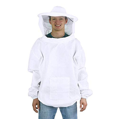 XGOPTS Ventilated Beekeeping Suit Jacket Professional Lightweight Beekeeper Protective Clothing Smock with Hood and Veil - color: White