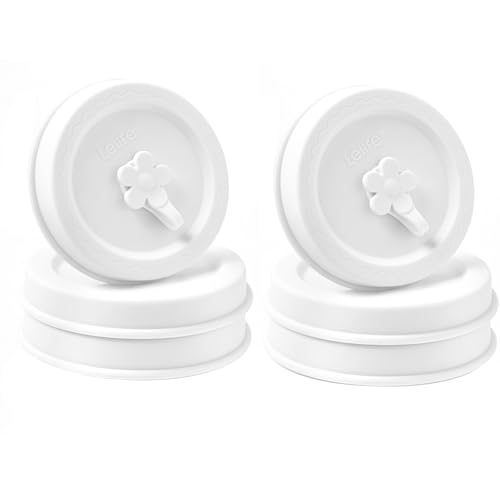 Silicone Mason Jar Lids with Straw Hole for Regular & Wide Mouth Jars | Regular and Wide Mouth Compatible, With Straw Hole, With Stopper,BPA Free,Dishwasher Safe - color: 6pcs-white