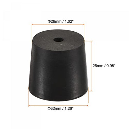 MECCANIXITY Rubber Tapered Plug 26mm to 32mm with Hole Test Tubes Bungs Stopper Black for Lab Home 5 Pieces - size: 26mm - 32mm