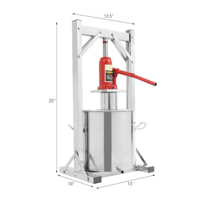 Fruit Wine Press 3.2 Gallon Hydropress Cider Grape Press Crusher Grinder Apple Juice Maker With Hydraulic Jack, Food Grade Stainless Steel - color: with Jack