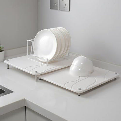 2-Pack Marble Dish Drying Mats for Kitchen Counter, Diatomaceous Earth (Diatomite) Quick-Dry Sink Countertop Pads for Dishes & Utensils, Non-Slip, Easy to Clean,White - color: White