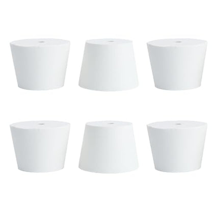 6Pcs Solid Rubber Stopper Bungs with Hole 33mm to 41mm Solid Test Tubes Bungs Stopper for Flask, Plug Holes and Test Tube(White) - size: 33-41MM