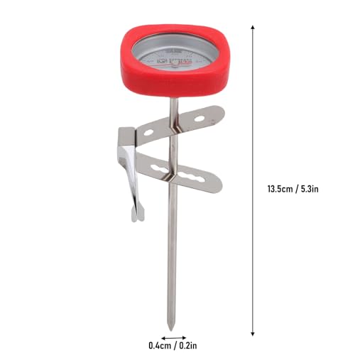 Instant Read Pocket Milk Frothing Thermometer with Clip, 304 Stainless Steel, Square Shape, Black, for Chocolate and Coffee Drinks (Red) - color: Red