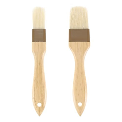 M METERXITY 1-Set Pastry Brush, Wooden Handle Natural Bristle Basting BBQ Oil Brush for Cooking/Barbecue/Kitchen [1 & 1.6 Inch]