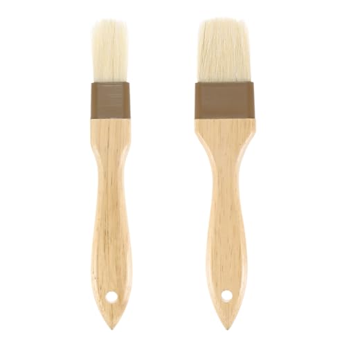 M METERXITY 1-Set Pastry Brush, Wooden Handle Natural Bristle Basting BBQ Oil Brush for Cooking/Barbecue/Kitchen [1 & 1.6 Inch]