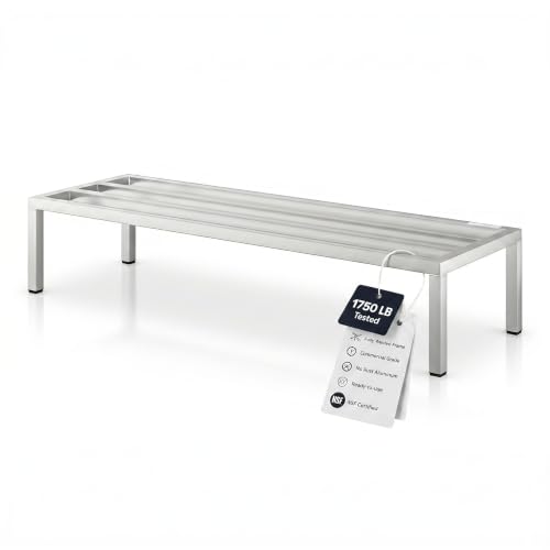 60" x 20" x 12" Aluminum Dunnage Rack Heavy Duty Floor Storage Stand, NSF for Commercial Use - size: 60"W x 20"D x 12"H