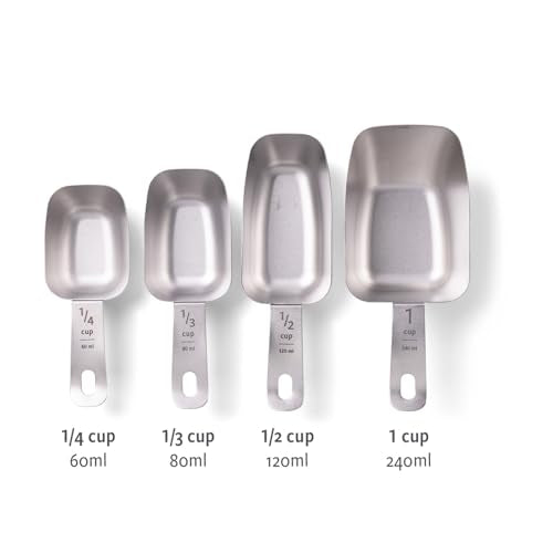Full Circle Level Up Precision Stainless Steel Measuring Cups, 4-Piece Set (¼ cup, 1/3 cup, ½ cup, and 1 cup), Dishwasher Safe - style: Measuring Cups 4pc