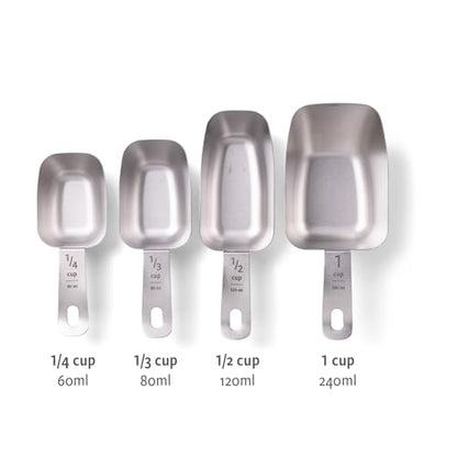 Full Circle Level Up Precision Stainless Steel Measuring Cups, 4-Piece Set (¼ cup, 1/3 cup, ½ cup, and 1 cup), Dishwasher Safe - style: Measuring Cups 4pc