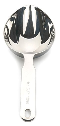 RSVP International Endurance Oval Measuring Scoop, 1/2 cup, Stainless Steel - size: Oval, 0.5-Cup