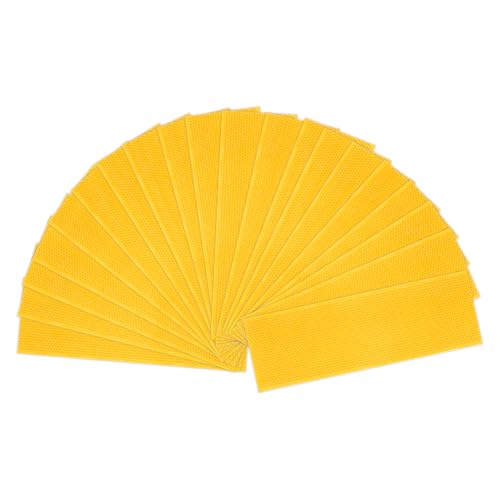 BeeCastle 20pcs Yellow Beehive Beeswax Coated Foundation Sheets, Waxed Foundation for Bee Frames, 5-5/8-Inch Plastic Bee Hive Foundation Sheets for Medium Beehive Frames - size: 5-5/8-Inch
