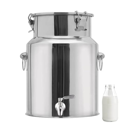 1 gal 2 gal 3 gal 4 gal 5 gal 10 gal Stainless Steel Water Dispenser Jug, Milk Can Pail with Tight Lid, Freestanding Drink Dispenser Bucket for Accommodate Milk Juice Wine(No Spigot,6L/1.59Gal) - color: No Spigot, size: 6L/1.59Gal