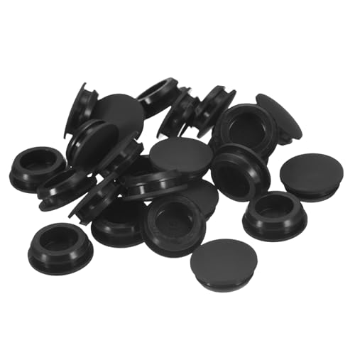 uxcell 25Pcs Silicone Plugs, Rubber Round Snap in Locking Hole Plugs for 14.5-15.5mm Hole, Hole Stoppers Waterproof Hole Plug for Metal Tube, Furniture End Caps Inserts, Black - size: 14.5-15.5mm