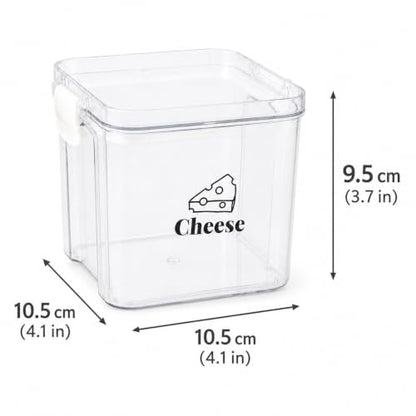 2 Pack Cheese Container for Refrigerator Airtight Creamer Container with and Lid Cream Cheese Sliced Cheese Box Cheese Saver for Fridge Keeper Cream Block Shredded Cheese Storage Box Clear