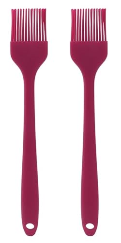 2 Pack Silicone Heat Resistant Marinading Meat Grill Basting Pastry-brush for Oil-brush Butter Sauce Sausages Desserts Turkey Baster Grill Barbecue - color: Burgundy