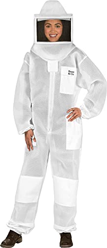Bees & Co U85 Ultralight Beekeeper Suit with Square Veil - color: Sateen White, size: Large