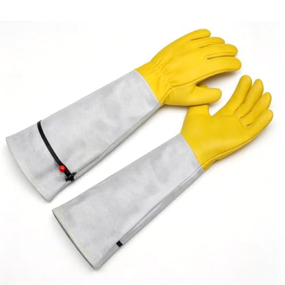Brrnoo 2pcs Goatskin Leather Thorn Proof Forearm Gloves Thorn Arm Protection Gloves Protective Long Sleeve with Elastic Wrist Strap (S)