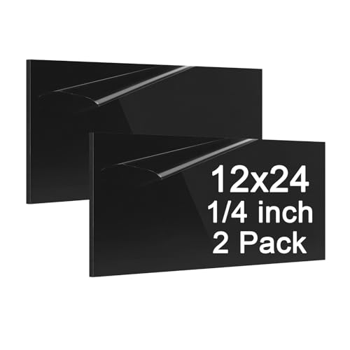 ABS Plastic Sheet 1/4 Inch Thick - 2PACK 12" x 24" Black Rigid ABS Board Impact Resistant Heat Moldable ABS Plastic Panel for Industrial DIY Projects, Home Decor, Handicrafts - (Frosted & Smooth) - size: 12x24x1/4 inch