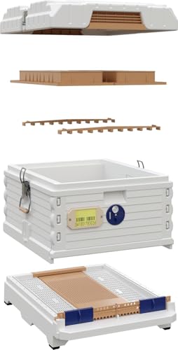 Apimaye Ergo Insulated 10 Frame Bee Hive Set [NO Frames Included] (Single Hive, White Body Blue Entrance) - color: White Body Blue Entrance