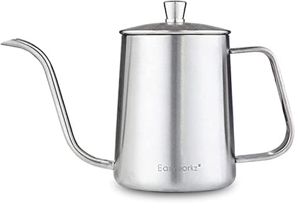 Easyworkz Gage Gooseneck Pour Over Coffee Kettle 20 oz Stainless Steel Hand Drip Long Narrow Spout, Silver - color: Silver