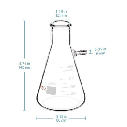 stonylab Filter Kit and Filter Paper Bundle, Porcelain Buchner Funnel 80mm and 250 ml Borosilicate Glass Filtering Flask and Filter Adapter Cones and Vacuum Rubber Tubing and Filter Paper