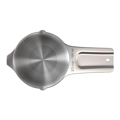 Color Up ⅔ Cup Measuring Cup (160 ml) – Premium Chrome Stainless Steel, Accurate for Wet & Dry Ingredients, Embossed Markings, Easy-Pour Spouts, Dishwasher-Safe, Kitchen Essential - size: 2/3 Cup (160 ml) Chrome