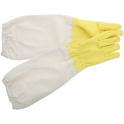 LIFKOME 1 Pair Beekeeper's Gloves with Ventilated Canvas Sleeves, High Durability Pu Protective Gloves, Extended Sleeve Protection for Beekeeping and Outdoor Work