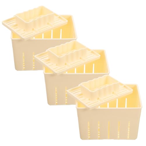 Yardwe Tofu Press Mold 3 Sets Tofu Maker with Lid Cheese Press for Cheese Making Tool for Homemade Smooth Interior 5.51 X 4.13 X 3.54 in