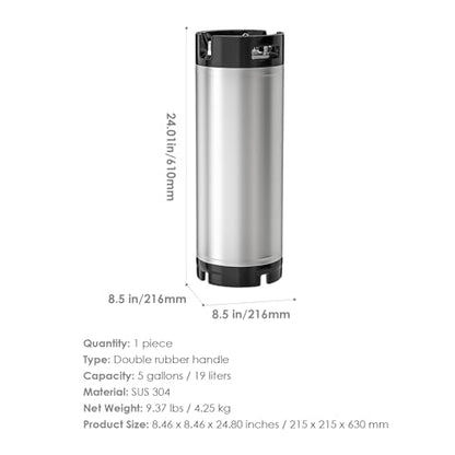 Stainless Steel Ball Lock Kegs, Set of 2, Homebrew Beer Cornelius Keg, 5 Gallon and 5 Gallon - color: 2 Kegs