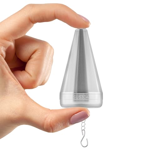 Cone Tea Infusers for Loose Leaf Tea, 304 Stainless Steel Tea Strainer Fine Mesh, 1.8” x 3” Loose Leaf Tea Steeper with a Drip Tray