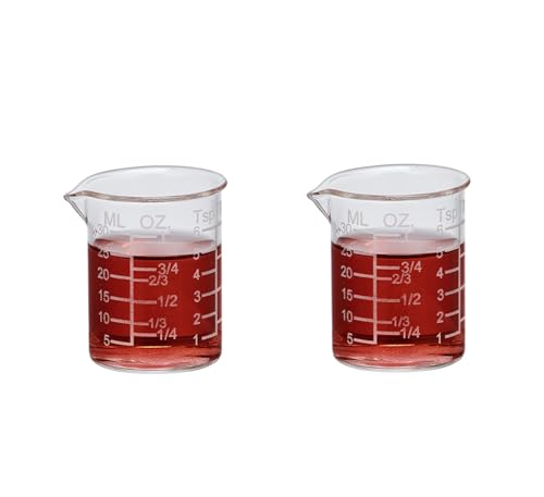 Ackers Etching Scale Measuring Glass V-Shaped Spout Made of High Borosilicate Glass Measuring for Kitchen or Restaurant, Easy to Read,30ML (1 Oz) 丨(2 Pack) - size: 30ML (1 OZ)