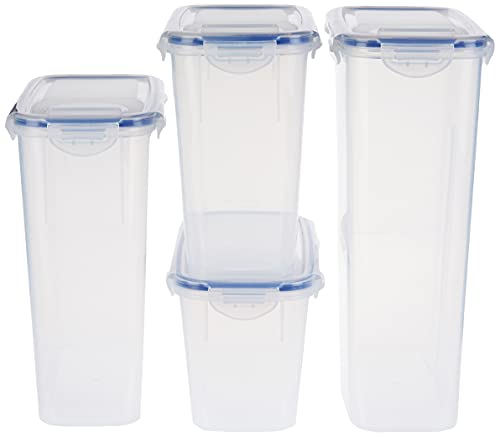 Lock & Lock Easy Essentials Food Storage Bin Set for Pasta, Flour, Sugar/Airtight Container Lids/BPA-Free/Dishwasher Safe, 8 Piece - Clear - size: 8 Piece Set