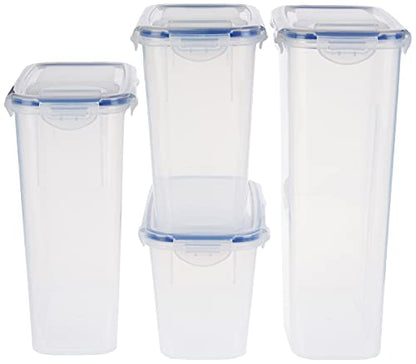 Lock & Lock Easy Essentials Food Storage Bin Set for Pasta, Flour, Sugar/Airtight Container Lids/BPA-Free/Dishwasher Safe, 8 Piece - Clear - size: 8 Piece Set