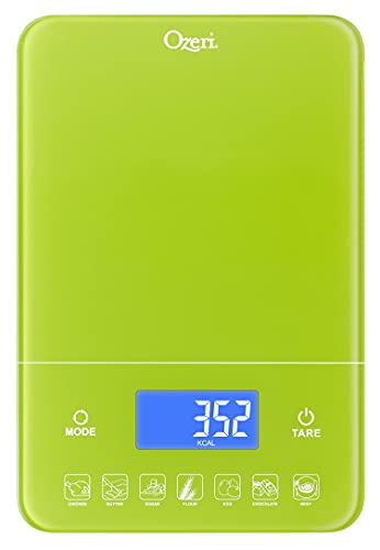 Ozeri Touch III Digital Kitchen Scale with Calorie Counter, 22 lbs (10 kg), Lime Green - color: Lime Green