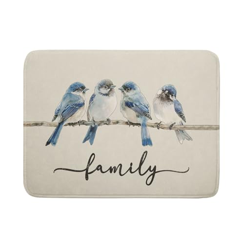 Home Blue Bird Family Dish Drying Mat for Kitchen Counter,Spring Summer Drying Mat 18 x 24 Inch with Absorbent Reversible Microfiber Drying Pad for Coffee Bar - size: 18" x 24"