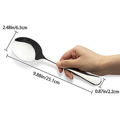 AOOSY Serving Spoons, 6 Pieces X-Large 9.8 Inches Stainless Steel Serving Spoon Catering Spoons Solid Serving Utensils Big Ladle Tablespoons for Buffet Banquet Flatware Kitchen Basics Serving - color: A X-Large 9.8 inches Big Serving Spoon